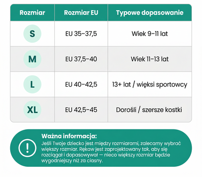 RecoverX – Młodzieżowa opaska stabilizująca na piętę i płytkę wzrostową
